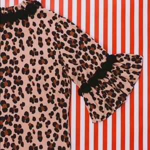 Elizabeth Wilson leopard cord dress w Pom Pom